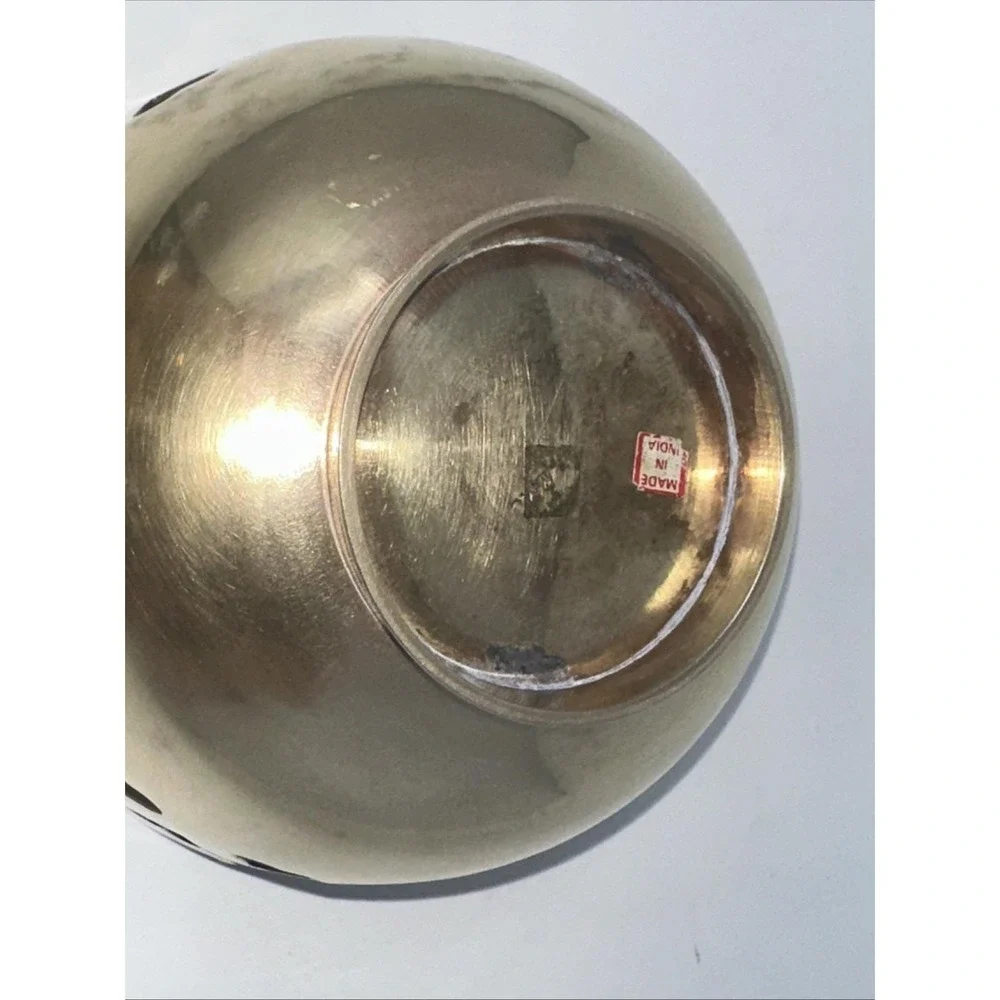 Vintage Solid Brass Heart Cut Out Bowl Scalloped Edge‎ India Polished Gold 4.75